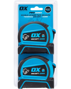 OX P505488 Pro Double Locking Tape Measure 8m Twin Pack