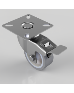Plate Fixing 50mm Swivel Braked Castor - 50kg Load