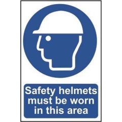 Spectrum Industrial 2 Safety Helmets Must be Worn Sign PVC Self Adhesive 200x300mm