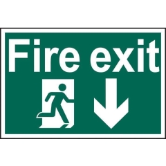 Spectrum Industrial 1503 Fire Exit Running Man Down Sign PVC Self Adhesive 300x200mm