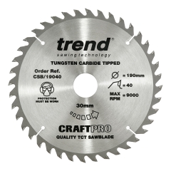 Trend TRECSB/19040 Craft Saw Blade 190mm x 40 Teeth x 30mm