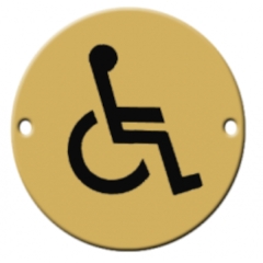 Disabled Toilet Sign Various Finishes Polished Brass