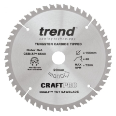 Trend CSB/AP16548 Circular Saw Blade 165x20mm for Aluminium/Plastic/Worktops