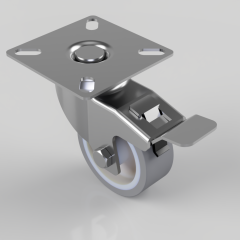 Plate Fixing 50mm Swivel Braked Castor - 50kg Load