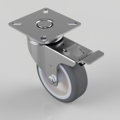 Plate Fixing 75mm Swivel Braked Castor - 70kg Load