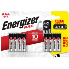Energizer AAA Battery 4 Pack + 4 Free XMS22BATTAAA