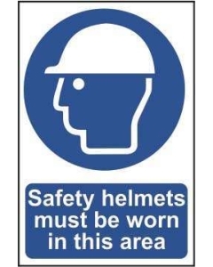 Spectrum Industrial 2 Safety Helmets Must be Worn Sign PVC Self Adhesive 200x300mm