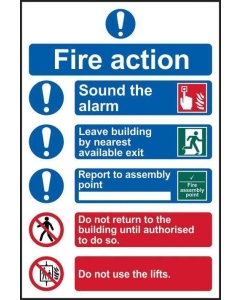 Spectrum Industrial 178 Fire Action Procedure sign PVC Self Adhesive 200x300mm