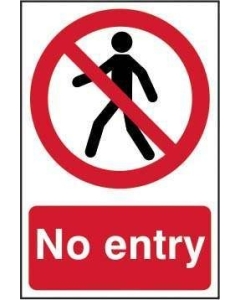 Spectrum Industrial 600 No Entry Sign PVC Self Adhesive 200x300mm