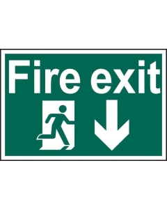 Spectrum Industrial 1503 Fire Exit Running Man Down Sign PVC Self Adhesive 300x200mm
